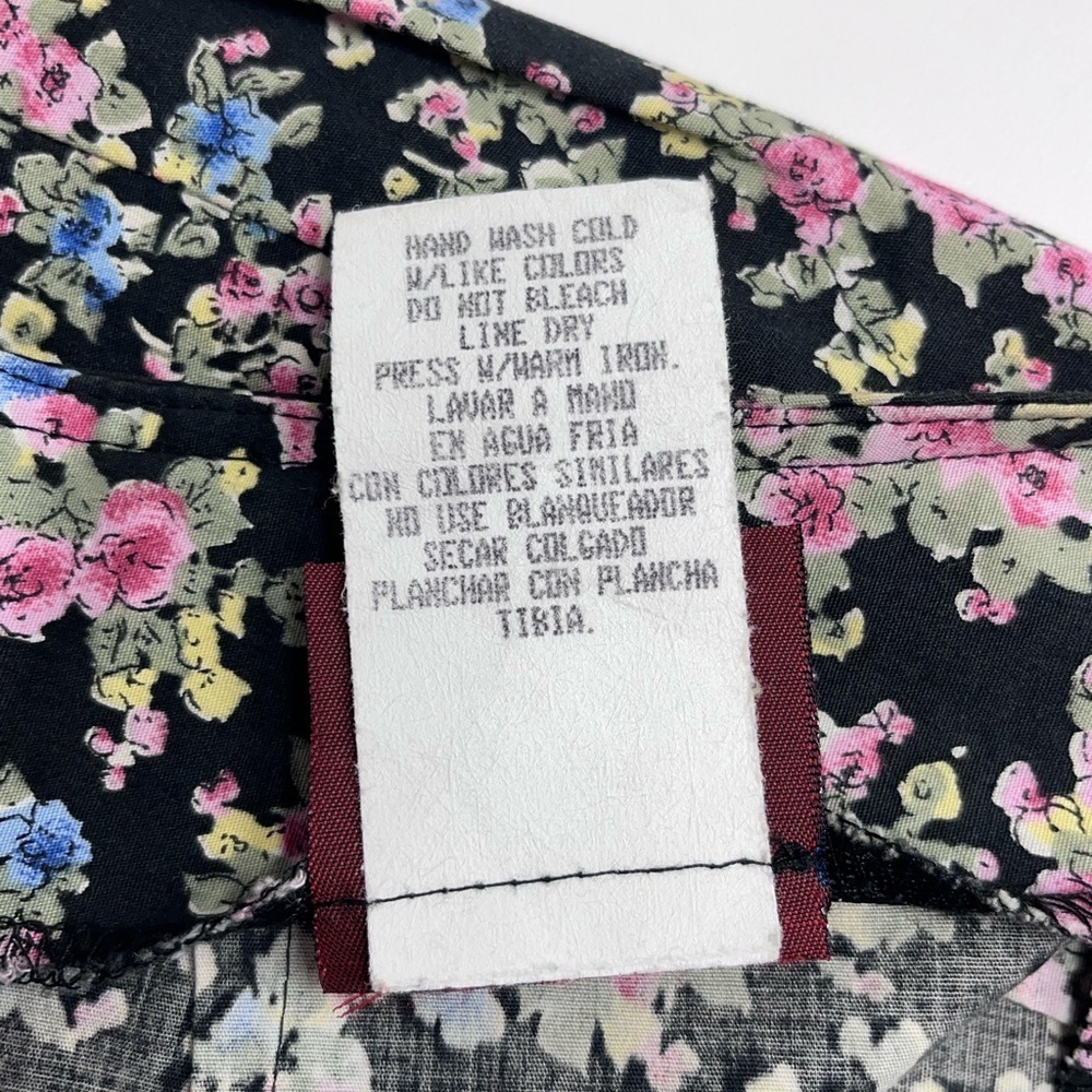 Vintage Blue skirt size 3 dark floral mini skirt black pink blue green yellow - Picture 7 of 12